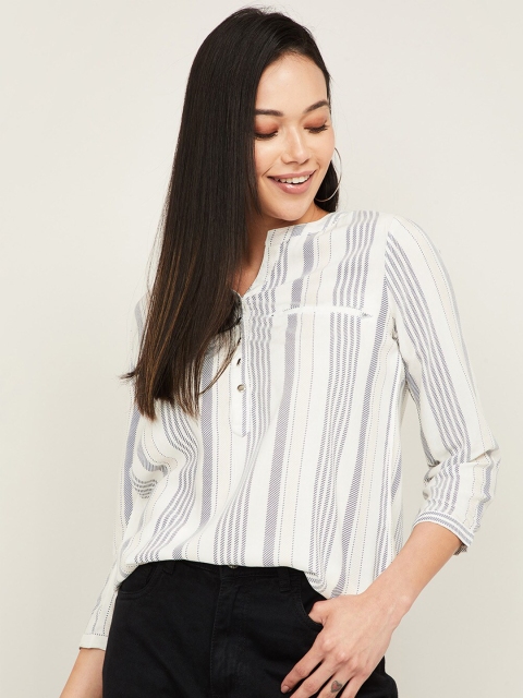 Fame Forever by Lifestyle Off White & Grey Striped Roll-Up Sleeves Shirt Style Top, Navy blue
Fame Forever by Lifestyle Off White & Grey Striped Roll-Up Sleeves Shirt Style Top, Navy blue