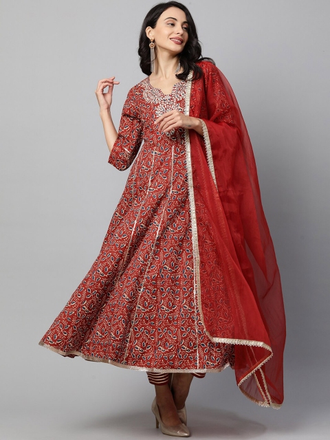 FASHOR Women Red Ethnic Motifs Embroidered Regular Pure Cotton Kurti with Trousers & With Dupatta
FASHOR Women Red Ethnic Motifs Embroidered Regular Pure Cotton Kurti with Trousers & With Dupatta