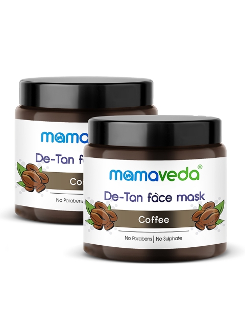 Mamaveda Set of 2 Coffee De-Tan Face Mask, Coffee brown
