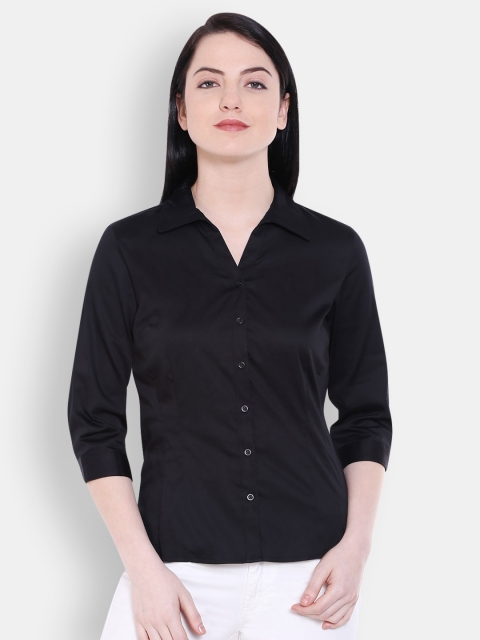 Allen Solly Woman Black Solid Formal Shirt