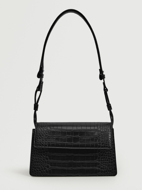 MANGO Black Croc Textured Structured Baguette Shoulder Bag with Non-Detachable Sling Strap
MANGO Black Croc Textured Structured Baguette Shoulder Bag with Non-Detachable Sling Strap