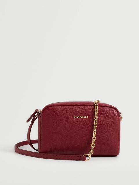 MANGO Maroon PU Solid Sling Bag