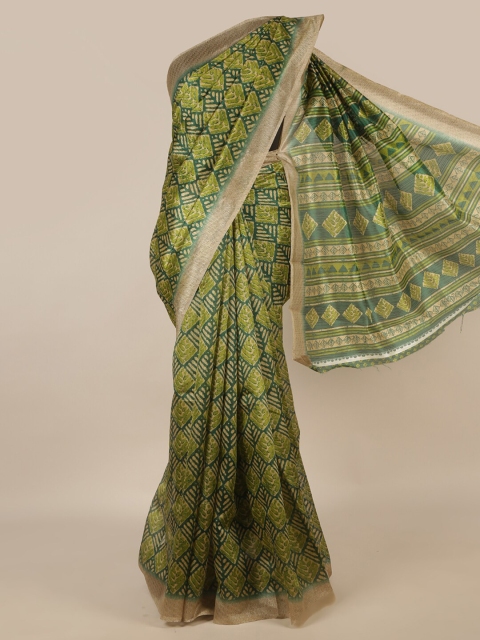 Pothys Green & Beige Printed Saree