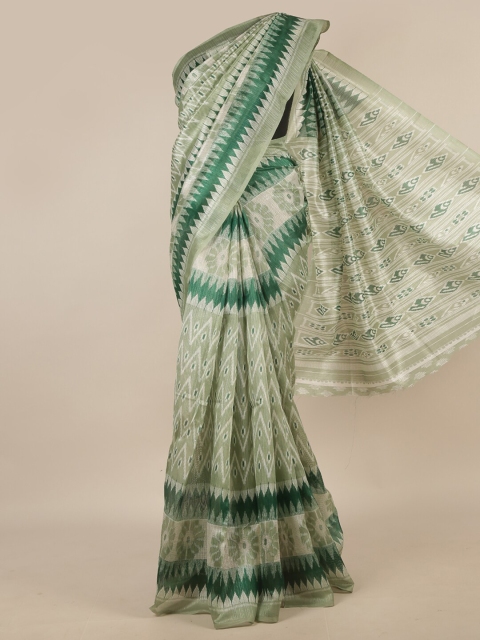 Pothys Green & Off White Ethnic Motifs Saree