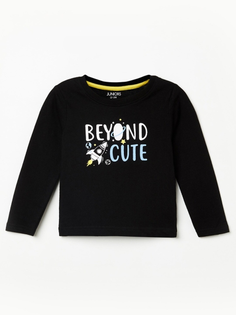 Juniors by Lifestyle Boys Black Typography Printed T-shirt