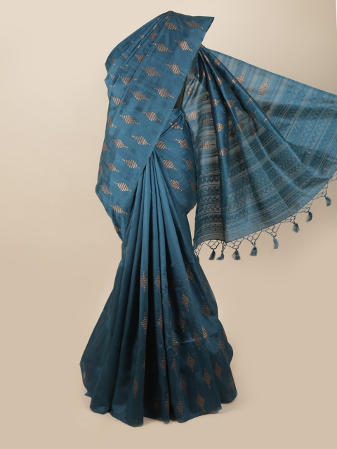 Pothys Teal Ethnic Motifs Zari Art Silk Banarasi Saree
