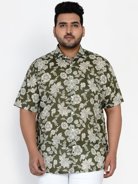 Santonio Men Green Comfort Floral Opaque Printed Casual Shirt