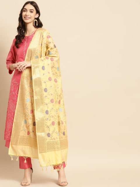 Banarasi Style Yellow & Blue Floral Woven Design Cotton Silk Dupatta with Thread Work
Banarasi Style Yellow & Blue Floral Woven Design Cotton Silk Dupatta with Thread Work