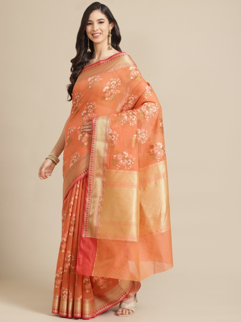 Banarasi Style Peach-Coloured & Golden Floral Woven Design Silk Cotton Banarasi Saree
Banarasi Style Peach-Coloured & Golden Floral Woven Design Silk Cotton Banarasi Saree