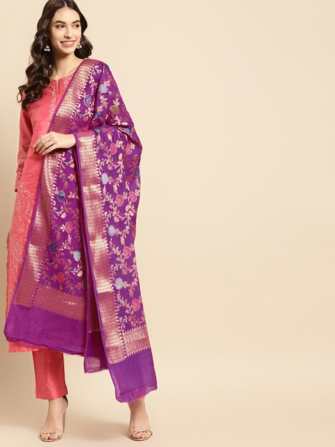 Banarasi Style Purple & Gold-Toned Woven Design Cotton Silk Dupatta with Thread Work
Banarasi Style Purple & Gold-Toned Woven Design Cotton Silk Dupatta with Thread Work