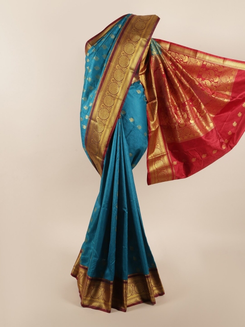 Pothys Blue & Red Ethnic Motifs Zari Art Silk Saree