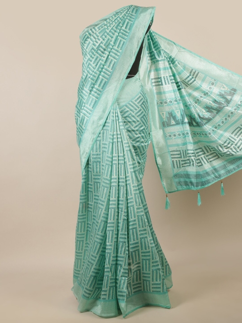 Pothys Green & Off White Printed Saree