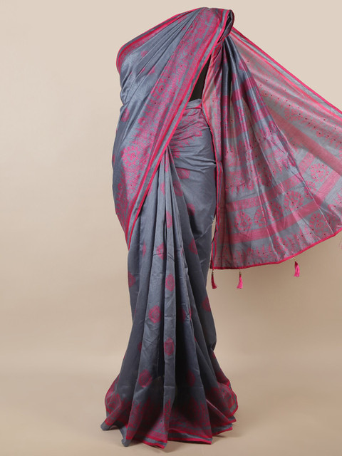 Pothys Grey & Pink Ethnic Motifs Printed Saree 
Pothys Grey & Pink Ethnic Motifs Printed Saree