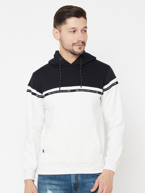 Octave Men White Colourblocked Hooded Sweatshirt 
Octave Men White Colourblocked Hooded Sweatshirt