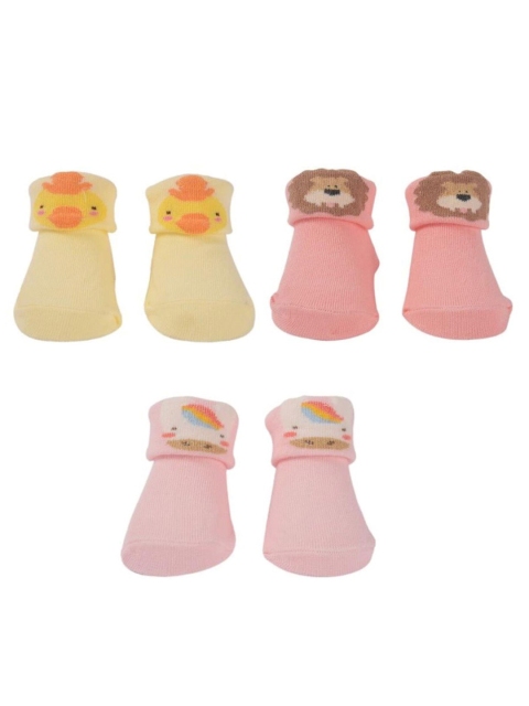 Yellow Bee Girls Multi Pack of 3 Ankle Length Socks