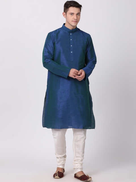 TABARD Men Blue Dupion Silk Kurta