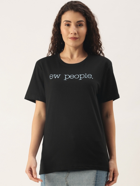 WTFUNK Women Black Printed T-shirt