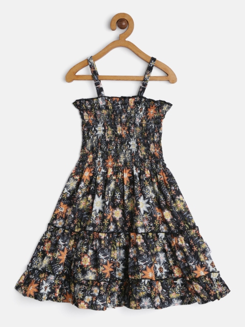 Yuvraah Girls Black & Orange Floral Printed Shoulder Straps Smocked Fit & Flare Dress
Yuvraah Girls Black & Orange Floral Printed Shoulder Straps Smocked Fit & Flare Dress