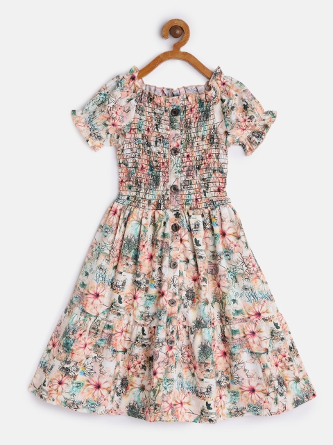 Yuvraah Girls Multicoloured Floral Printed Round Neck Puff Sleeves Smocked Fit & Flare, Multi
Yuvraah Girls Multicoloured Floral Printed Round Neck Puff Sleeves Smocked Fit & Flare, Multi