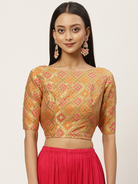 Studio Shringaar Women Beige & Golden Zari Bandhni Brocade Woven Design Saree Blouse
Studio Shringaar Women Beige & Golden Zari Bandhni Brocade Woven Design Saree Blouse