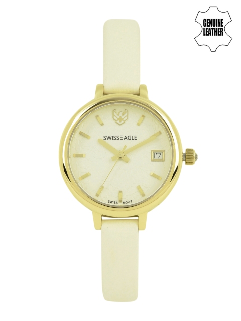Swiss Eagle Off-White Dial Analogue Watch SE-9098LS-YG-09