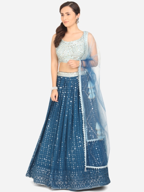 BOMBAY SELECTIONS Blue & Gold-Toned Embellished Mirror Work Ready to Wear Lehenga & Blouse With Dupatta
BOMBAY SELECTIONS Blue & Gold-Toned Embellished Mirror Work Ready to Wear Lehenga & Blouse With Dupatta