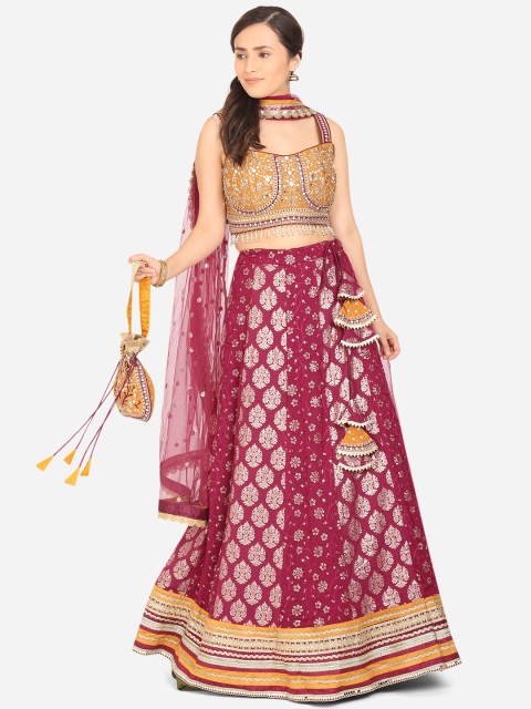 BOMBAY SELECTIONS Magenta & Mustard Embellished Mirror Work Ready to Wear Lehenga & Blouse With Dupatta
BOMBAY SELECTIONS Magenta & Mustard Embellished Mirror Work Ready to Wear Lehenga & Blouse With Dupatta