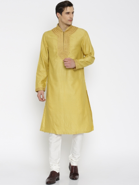 Raymond Ethnix Mustard Yellow & White Kurta Pyjama