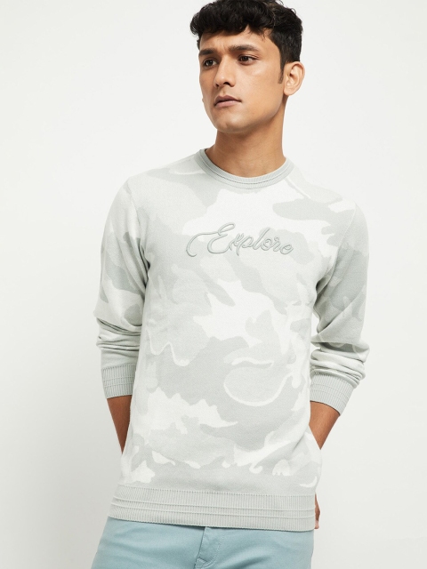 max Men Green Printed Sweatshirt