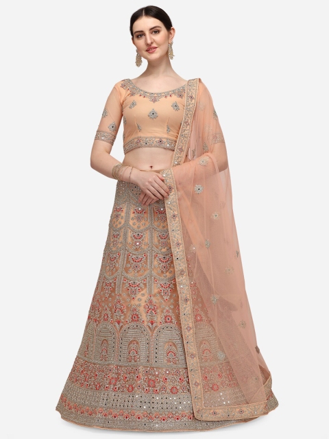 VRSALES Peach-Coloured & Red Embellished Mirror Work Semi-Stitched Lehenga & Unstitched Blouse With Dupatta
VRSALES Peach-Coloured & Red Embellished Mirror Work Semi-Stitched Lehenga & Unstitched Blouse With Dupatta