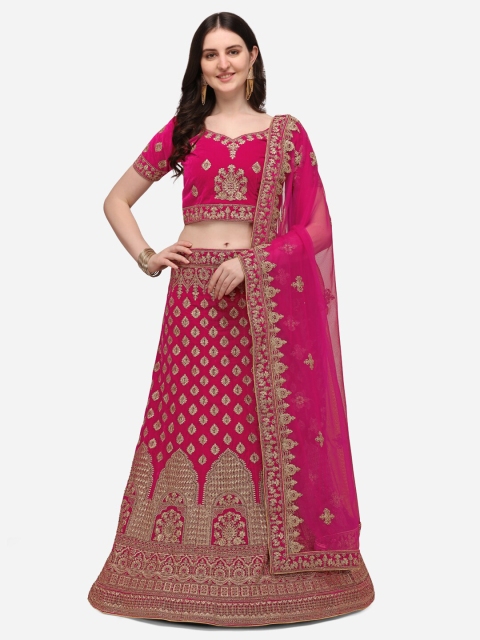 VRSALES Pink & Gold-Toned Embroidered Semi-Stitched Lehenga & Unstitched Blouse With Dupatta
VRSALES Pink & Gold-Toned Embroidered Semi-Stitched Lehenga & Unstitched Blouse With Dupatta