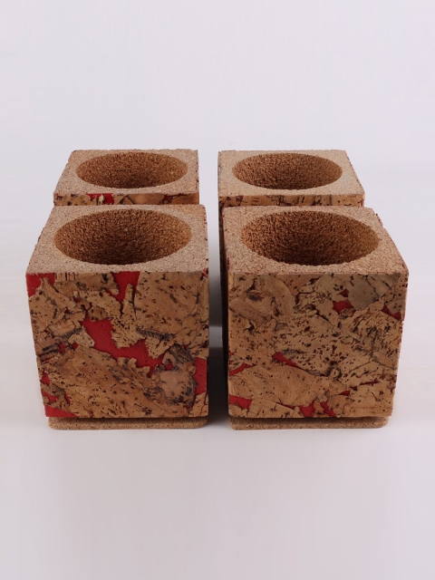 Ferns N Petals Set Of 4 Cork Planters, Brown