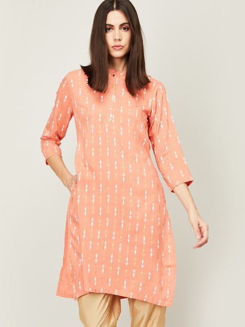 Melange by Lifestyle Women Coral-Coloured Ethnic Motifs Kurta
Melange by Lifestyle Women Coral-Coloured Ethnic Motifs Kurta