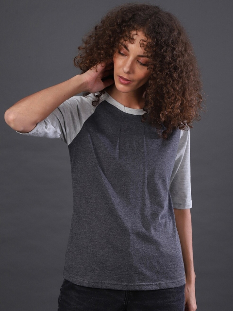 Campus Sutra Charcoal Grey Regular Top