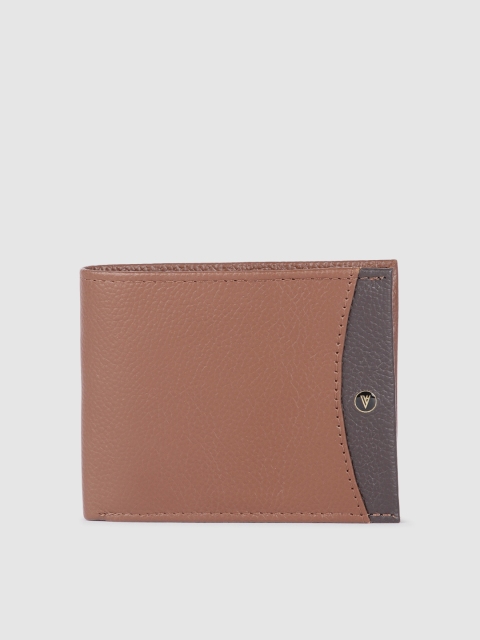 Van Heusen Men Brown Textured Leather Two Fold Wallet