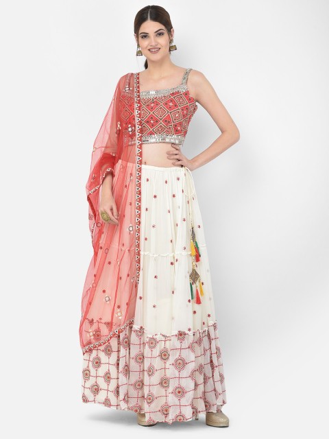 Neerus Cream-Coloured & Red Embroidered Mirror Work Ready to Wear Lehenga & Blouse With Dupatta
Neerus Cream-Coloured & Red Embroidered Mirror Work Ready to Wear Lehenga & Blouse With Dupatta