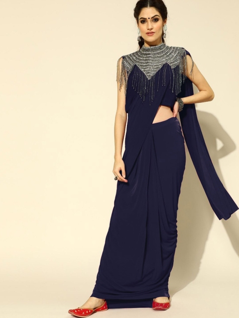 Chhabra 555 Navy Blue & Silver-Coloured Tribal Embellished Necklace Ready to Wear Saree
Chhabra 555 Navy Blue & Silver-Coloured Tribal Embellished Necklace Ready to Wear Saree