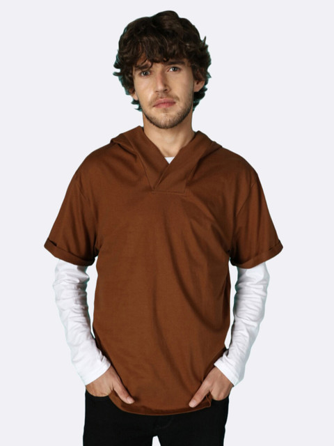 Bewakoof Men Brown Hooded T-shirt 
Bewakoof Men Brown Hooded T-shirt