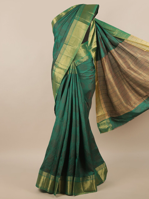 Pothys Green & Gold-Toned Jute Silk Saree
Pothys Green & Gold-Toned Jute Silk Saree
