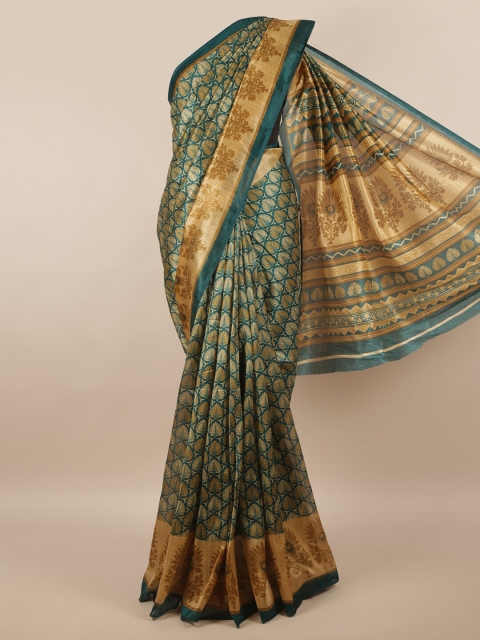 Pothys Green & Gold-Toned Ethnic Motifs Zari Saree
