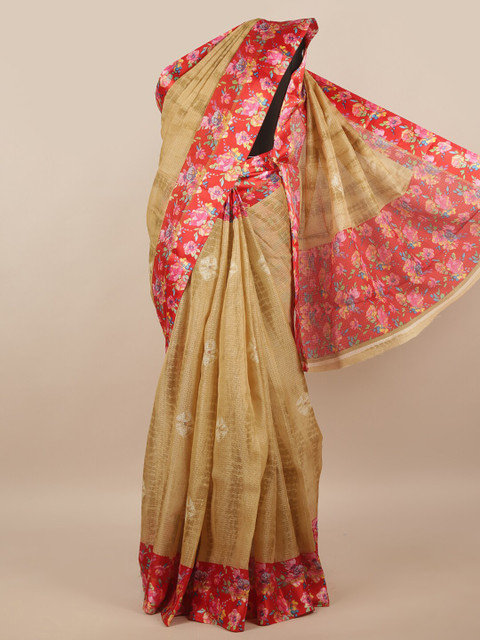 Pothys Tan & Red Floral Saree
Pothys Tan & Red Floral Saree