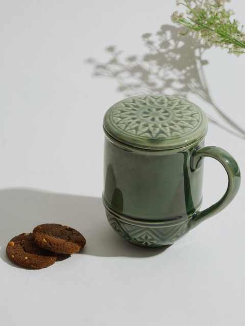 Fabindia Green Textured Ceramic Glossy Mugs Set of Cups and Mugs 
Fabindia Green Textured Ceramic Glossy Mugs Set of Cups and Mugs