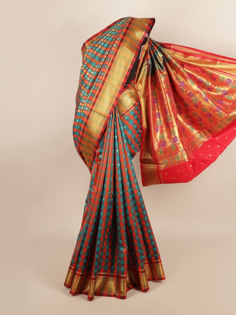 Pothys Multicolor Checked Art Silk Saree, Multi