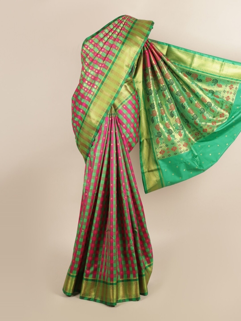 Pothys Green & Fuchsia Ethnic Motifs Zari Art Silk Saree