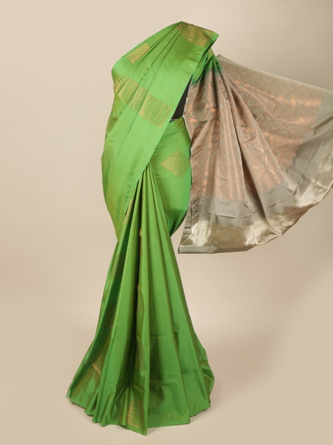 Pothys Green & Grey Floral Art Silk Saree