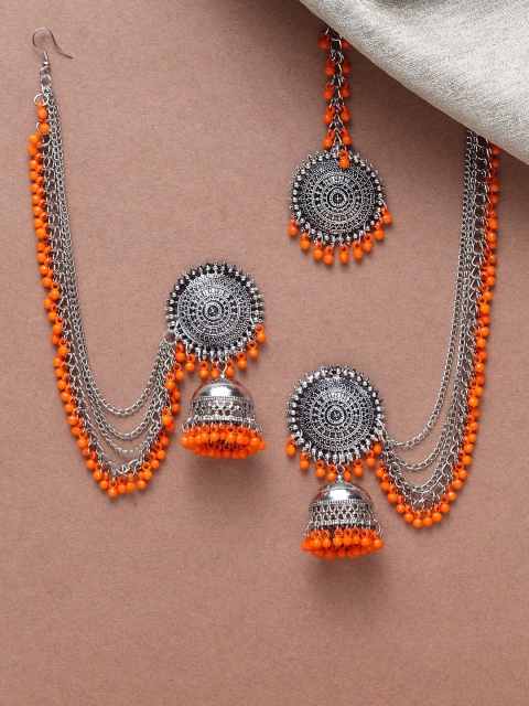 Shining Diva Orange & Silver-Toned Beaded Silver-Plated Oxidised Handcrafted Jewellery Set
Shining Diva Orange & Silver-Toned Beaded Silver-Plated Oxidised Handcrafted Jewellery Set