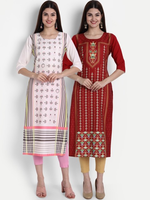 7Threads Women Multicoloured Ethnic Motifs Embroidered Mirror Work Crepe Kurta, Multi
7Threads Women Multicoloured Ethnic Motifs Embroidered Mirror Work Crepe Kurta, Multi