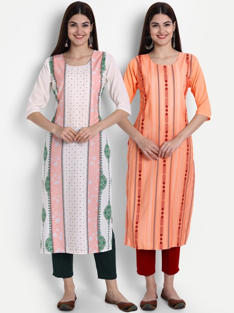 7Threads Women Pack Of 2 Kurtas, White