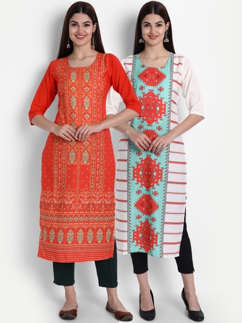 7Threads Women Multicoloured Ethnic Motifs Embroidered Thread Work Crepe Kurta, Multi
7Threads Women Multicoloured Ethnic Motifs Embroidered Thread Work Crepe Kurta, Multi