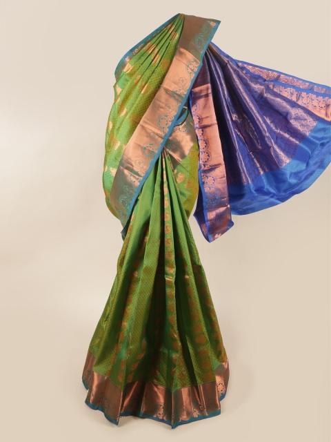 Pothys Green & Blue Woven Design Pure Silk Saree